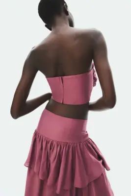 Top bustier en viscose mélangée - Rose foncé — photo 3