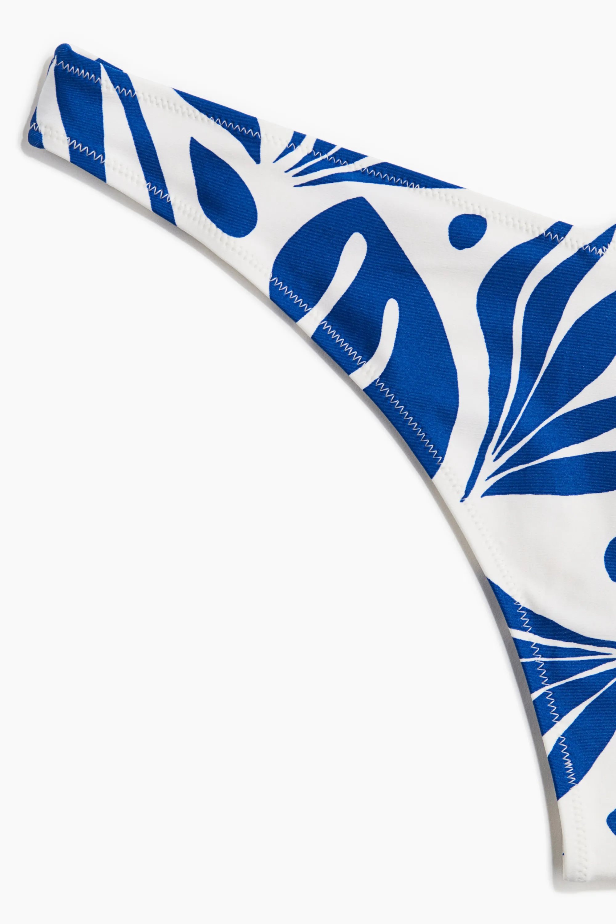 Bas de maillot string - Blanc/motif bleu
