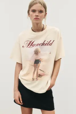 T-shirt oversize imprimé - Beige clair/Sabrina Carpenter — photo 1