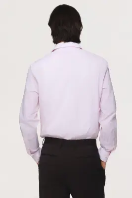 Chemise Slim Fit repassage facile - Rose clair/rayé — photo 3