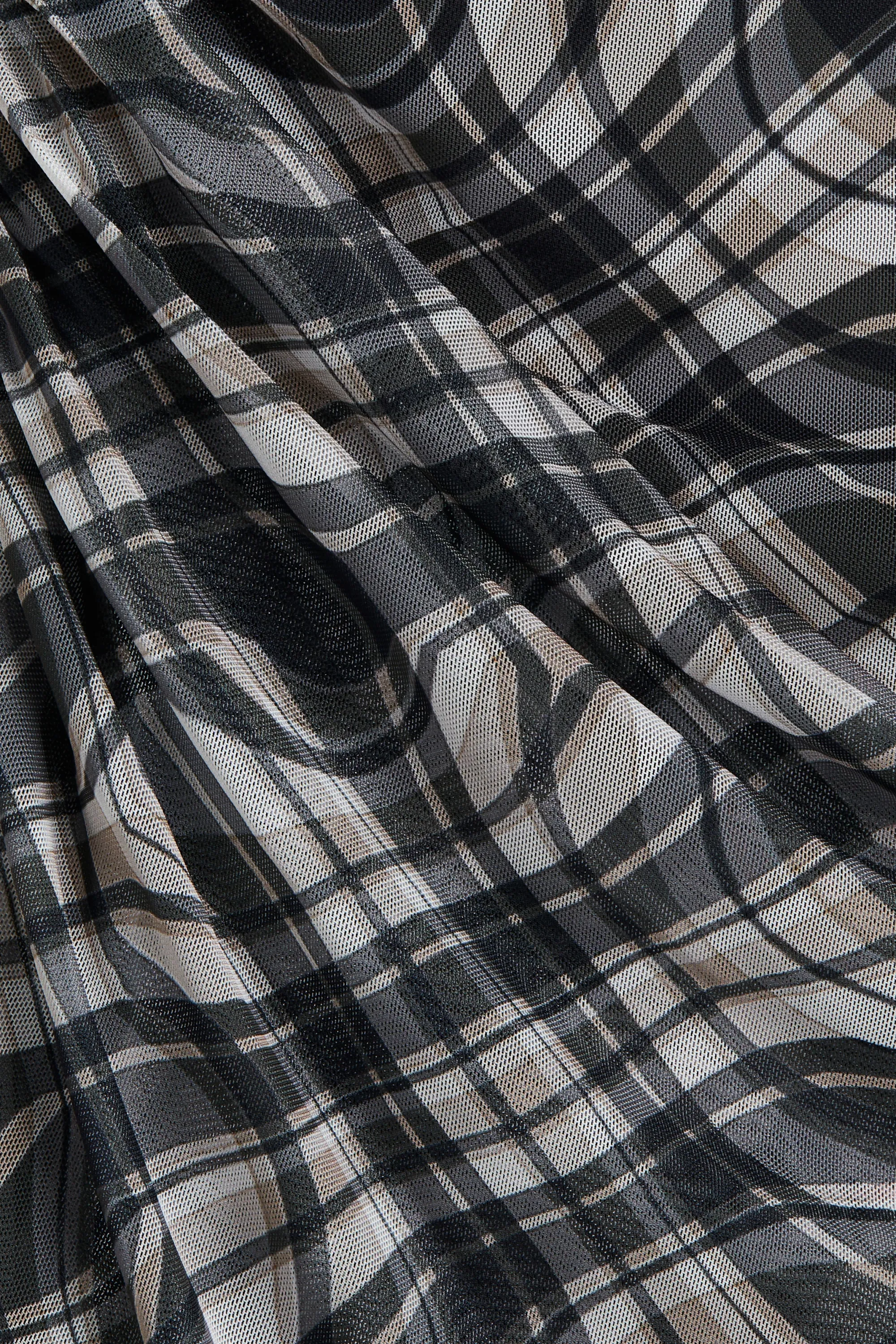 Robe froncée en mesh - Noir/carreaux