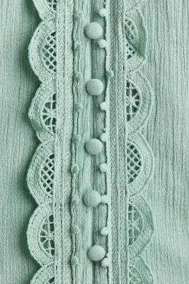Robe en coton avec dentelle - Turquoise clair — photo 4