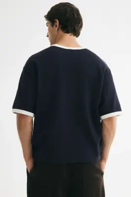 T-shirt boxy Relaxed Fit en coton - Bleu marine — photo 3