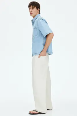 Chemise Relaxed Fit en denim - Bleu denim clair — photo 3