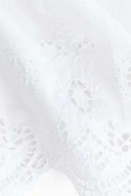 Jupe à cordon de serrage avec broderie anglaise - Blanc — photo 4