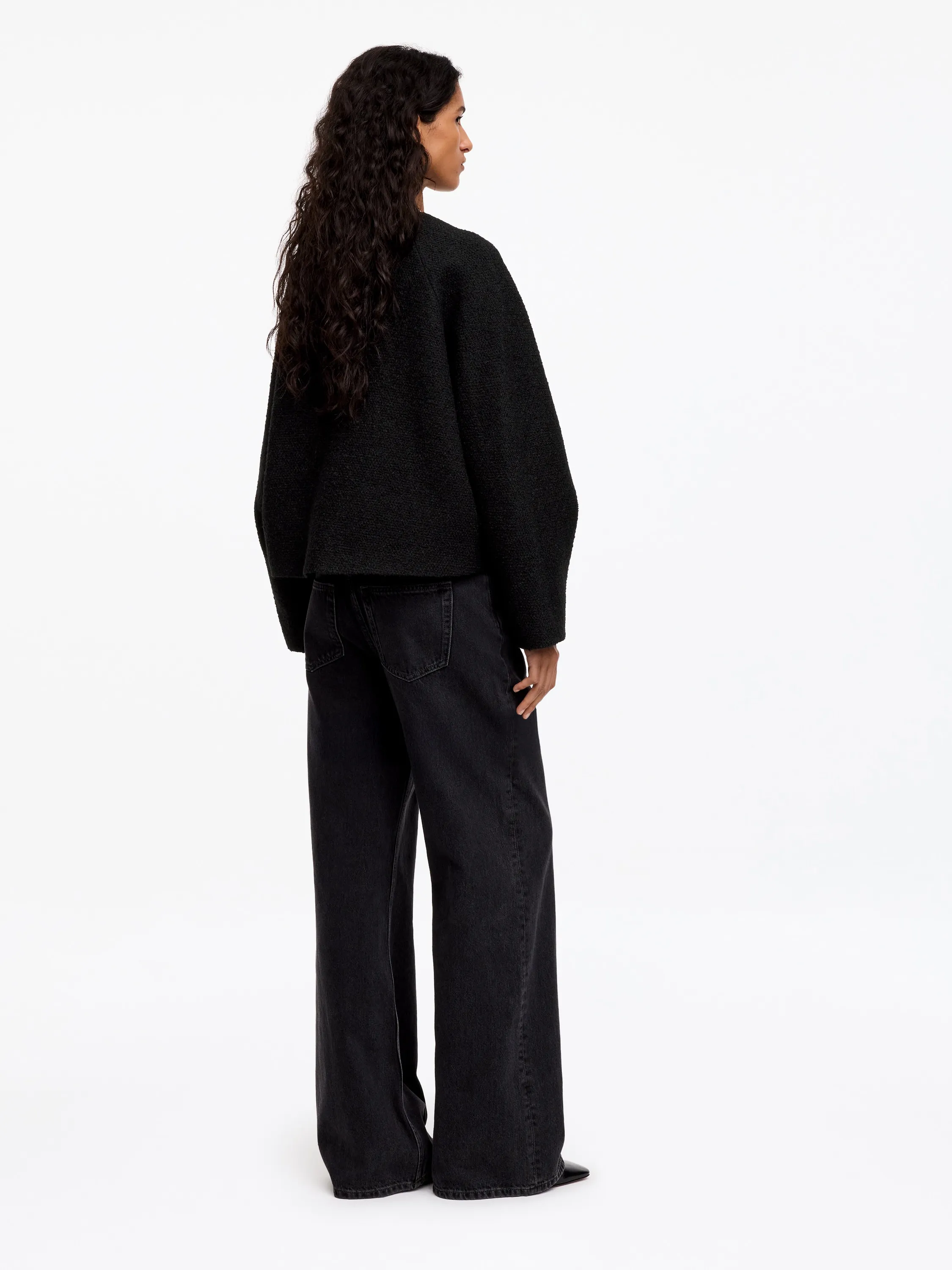 Veste en maille bouclée à manches raglan - Noir