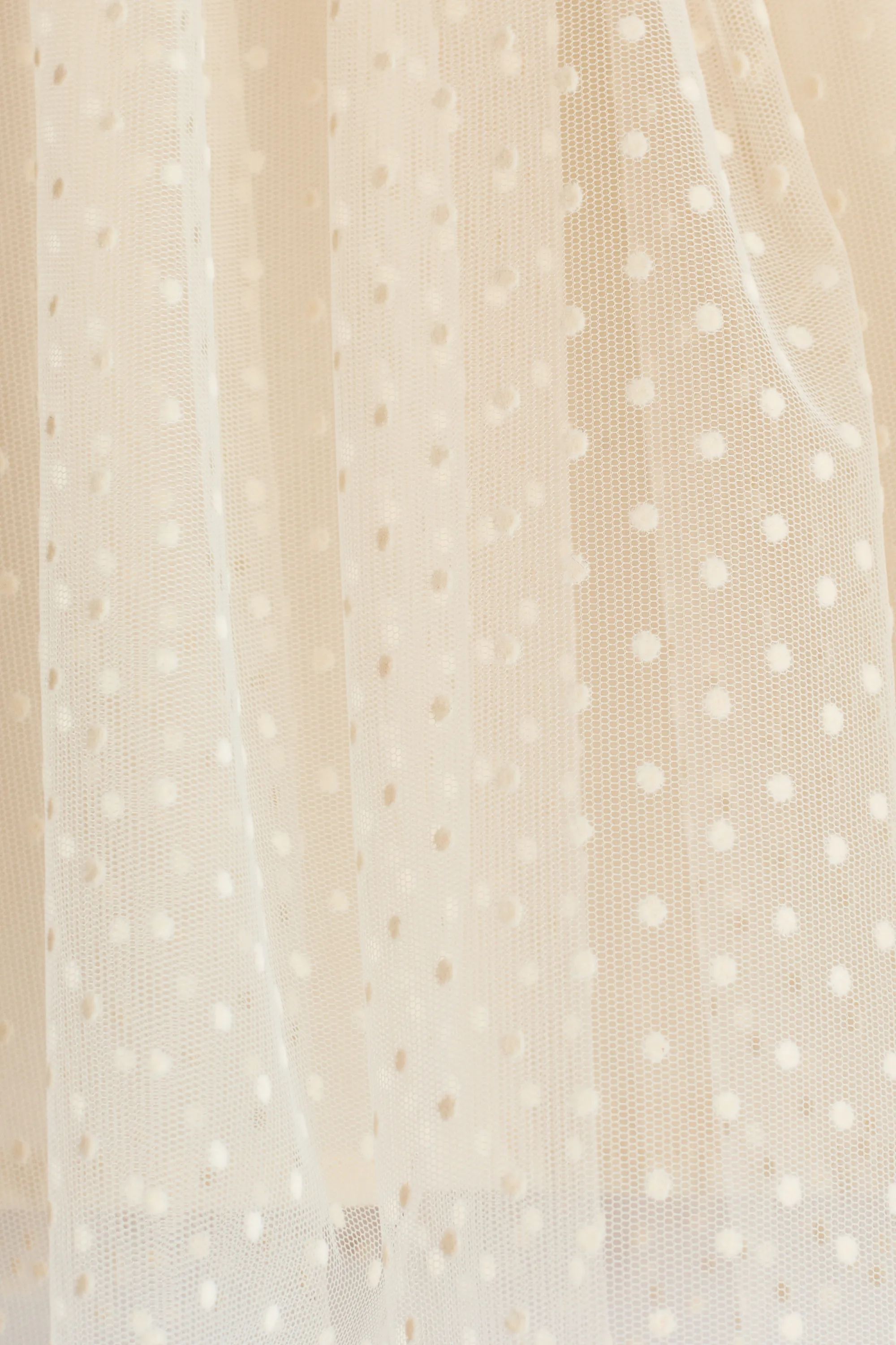 Jupe en tulle avec imprimé floqué - Beige clair/pois