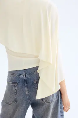 Top avec détail façon cape - Orange pâle — photo 4