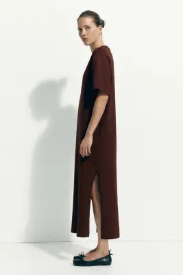 Longue robe T-shirt - Marron — photo 2