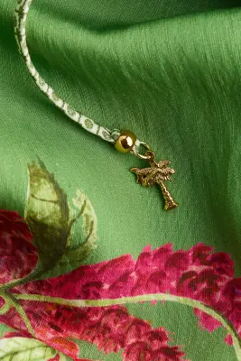 Robe avec bretelles à nouer - Vert/fleurs — photo 4