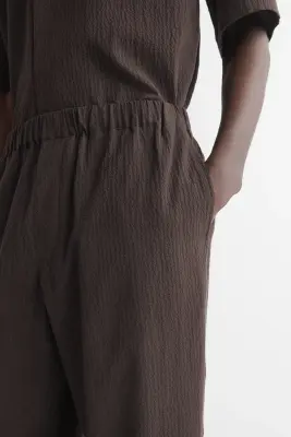 PANTALON REGULAR FUSEAU EN CRÊPE - BRUN — photo 3