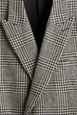 Veste Relaxed Fit en laine mélangée - Beige/carreaux noirs — photo 2