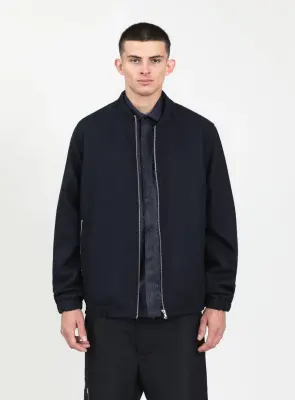 Murano Collar Bomber Jacket in Navy Blue Italian Wool — photo 5