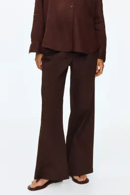 MAMA Pantalon à cordon en coton - Marron foncé — photo 1
