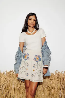 Jupe brodée en gaze de coton — photo 2