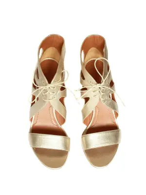 Sandales découpées à talons en cuir doré NEUVES Px boutique 600€ Taille 38 — photo 2