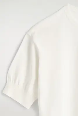 T-SHIRT EN MAILLE DE COTON - ÉCRU — photo 5