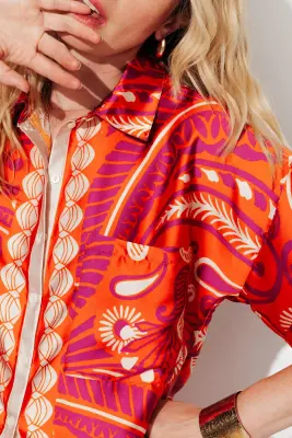 Chemise imprimée en satin — photo 5