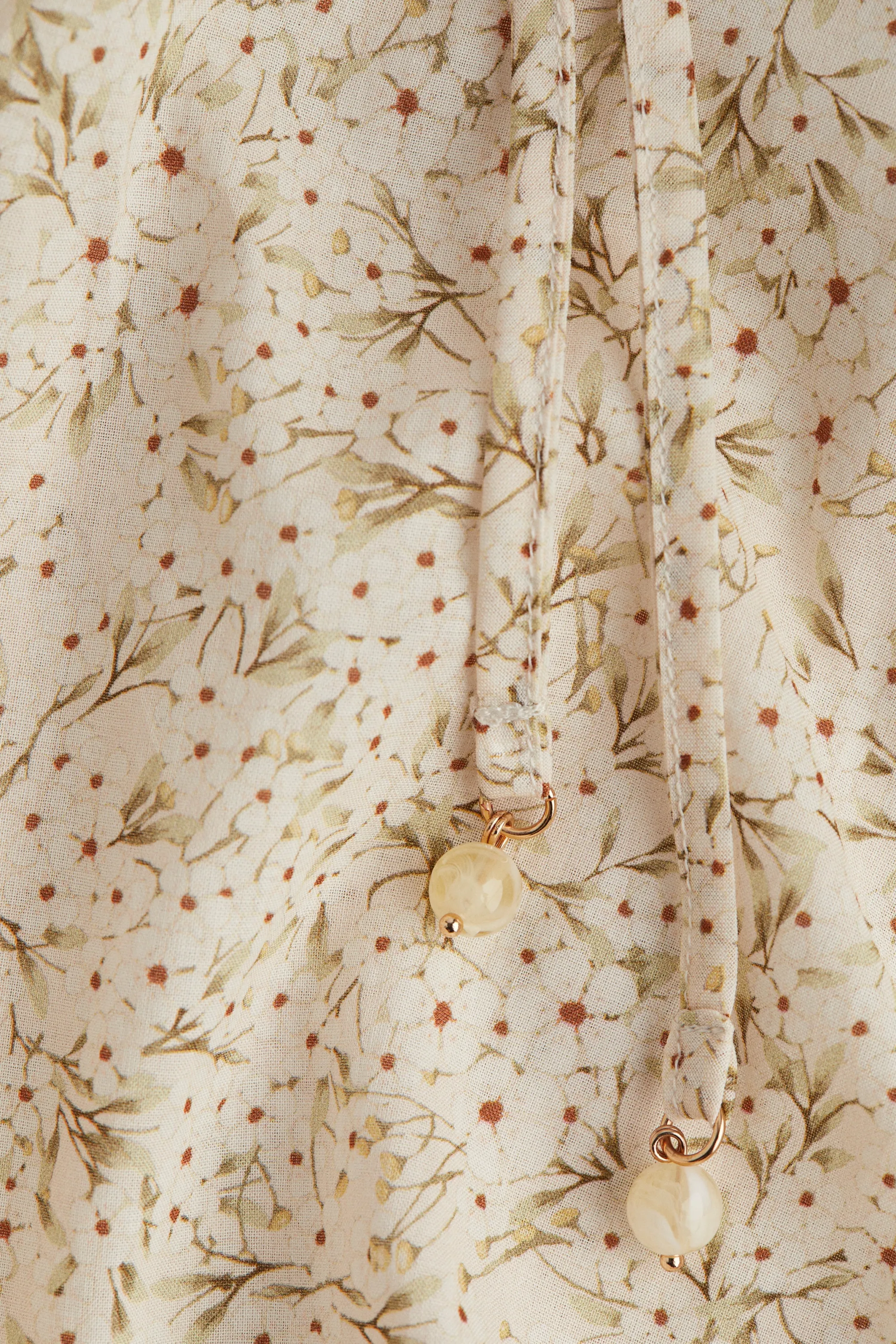 MAMA Robe à étages en coton - Beige clair/fleuri