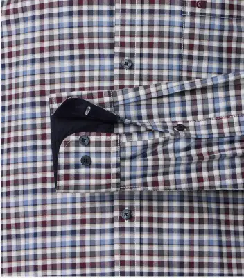 CASA MODA CHEMISE CARREAUX GRANDE LONGUEUR Bordeaux bleu — photo 5