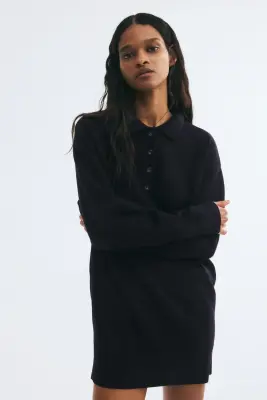Robe polo en maille - Bleu marine — photo 1