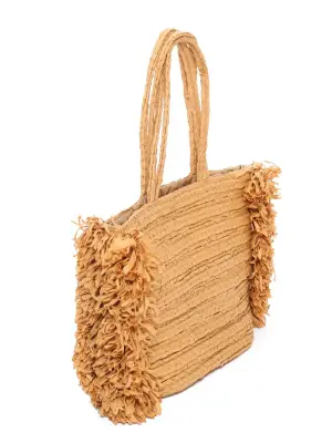 Grand sac cabas porté épaule en raffia couleur paille beige Prix boutique 500€ — photo 4