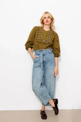 Blouse brodée à plastron — photo 3