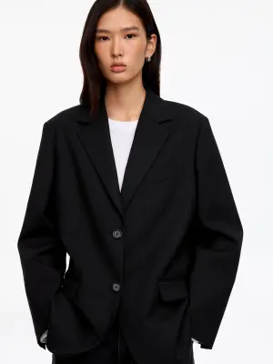 Blazer décontracté en laine mélangée - Noir — photo 4