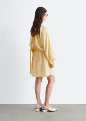 Robe portefeuille courte avec foulard - Jaune — photo 5