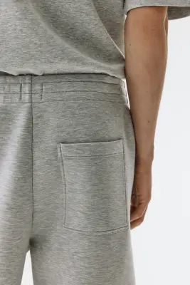 Short Relaxed Fit en scuba - Gris clair chiné — photo 3