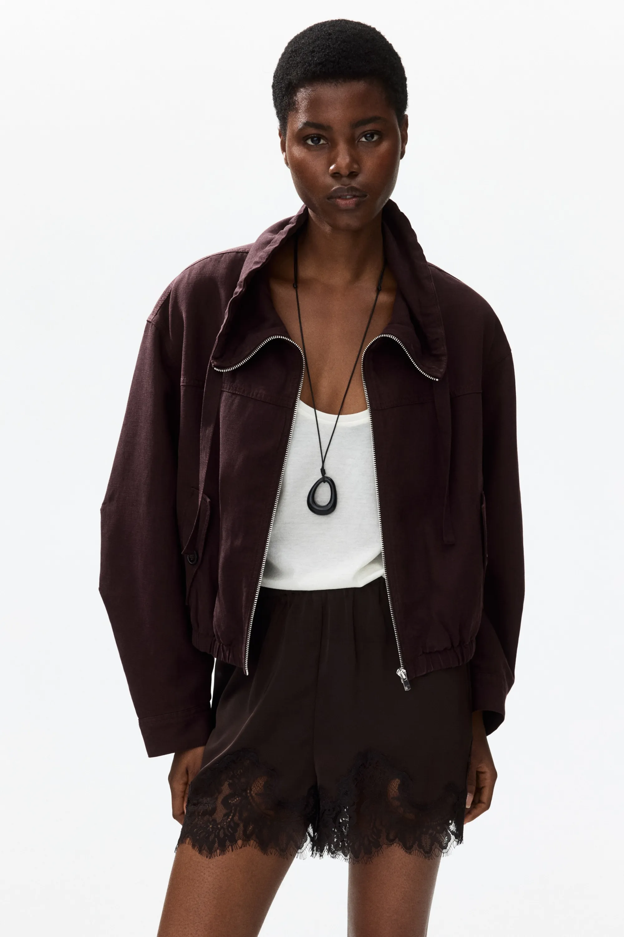 Veste en lin mélangé - Marron foncé