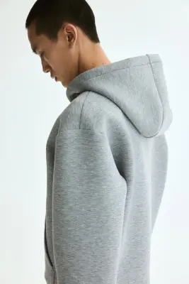 Veste à capuche zippée Loose Fit en scuba - Gris chiné — photo 4