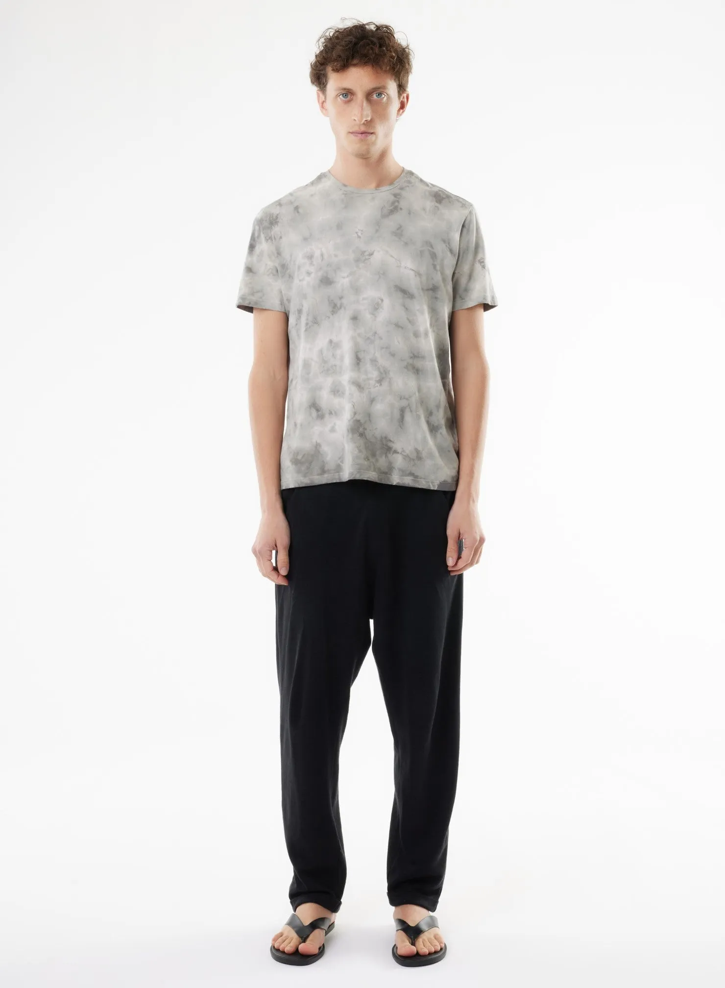 T-shirt Gris Manches Courtes Col Rond en Coton organique / Elasthanne