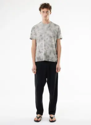 T-shirt Gris Manches Courtes Col Rond en Coton organique / Elasthanne