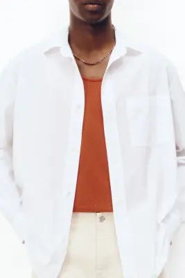 Chemise Loose Fit en popeline de coton - Blanc — photo 1