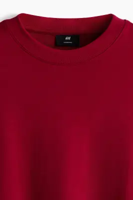 T-shirt Oversized Fit en interlock - Rouge foncé — photo 4