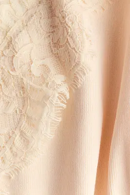 Top en maille avec dentelle - Crème — photo 4