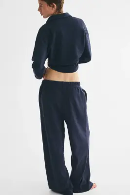Pantalon jogger à jambes droites - Bleu marine — photo 3