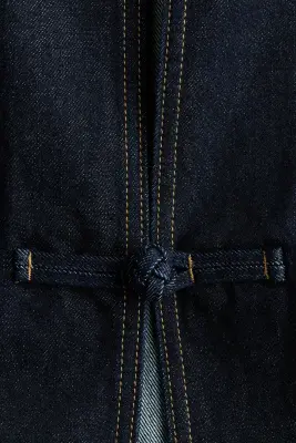 Veste en denim avec boutons noués - Bleu denim foncé — photo 4