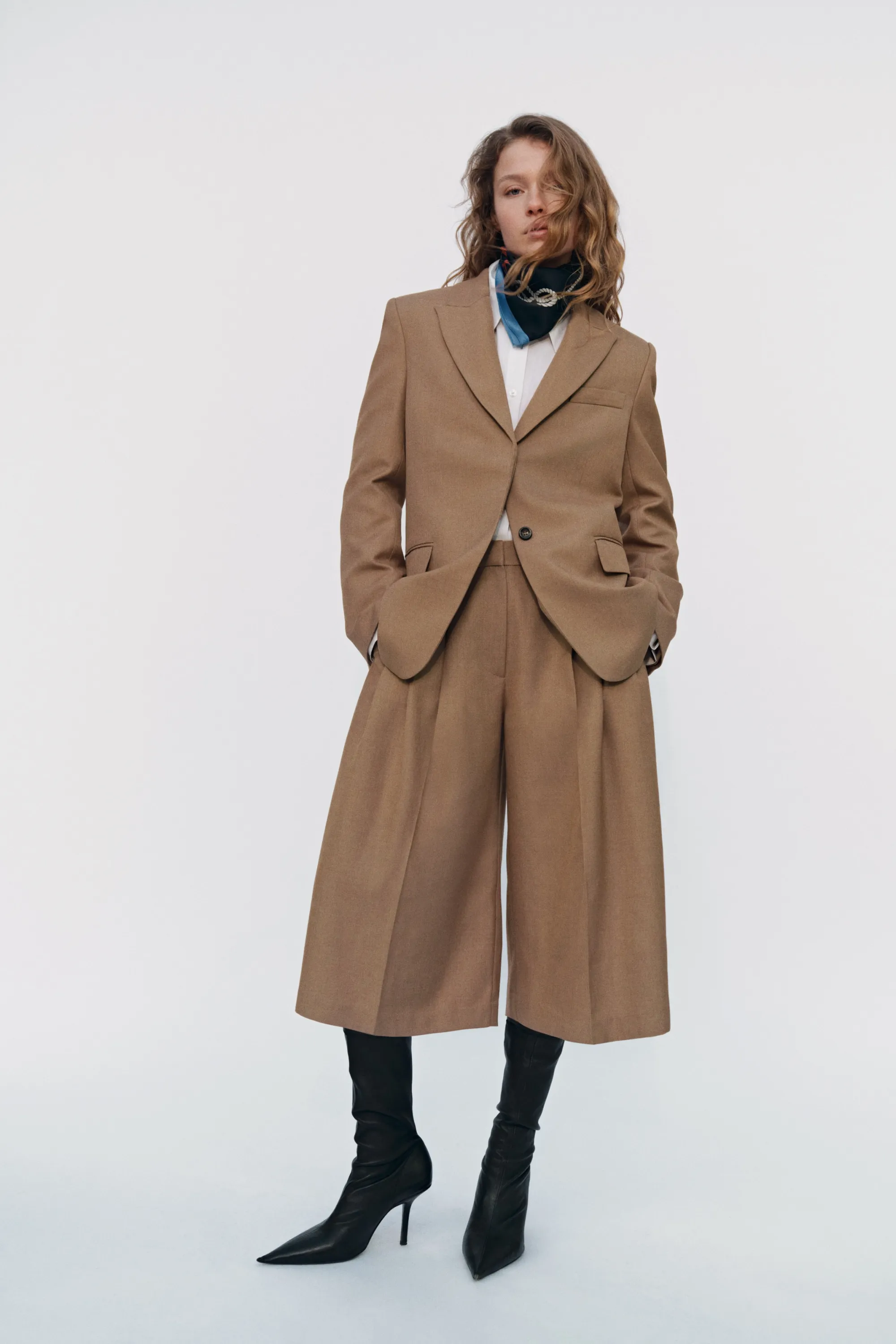 Blazer long en twill - Beige ancien