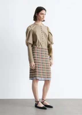 Blouse à manches bouffantes - Beige foncé — photo 4