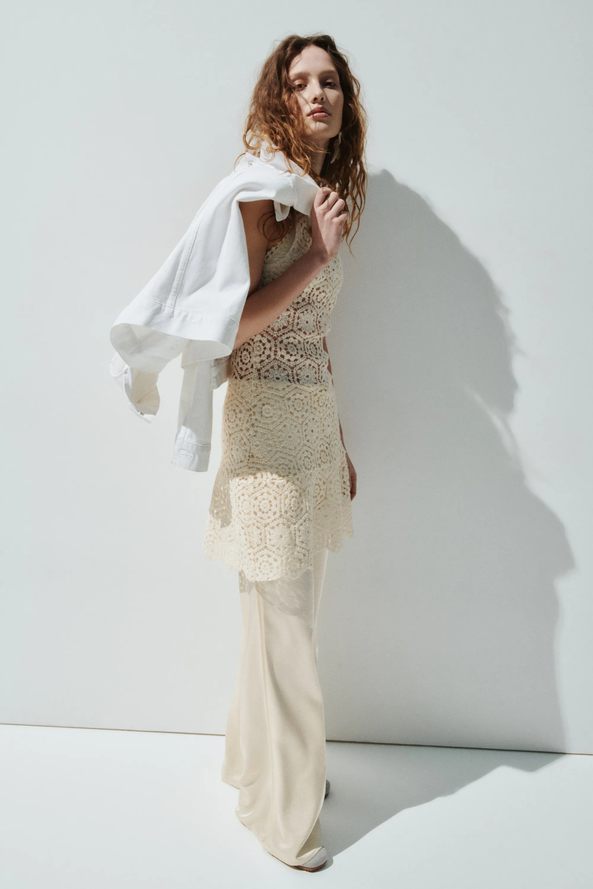 Robe sans manches façon crochet - Crème