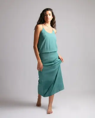 Robe longue Anna bleu Niagara – Karma Koma — photo 1