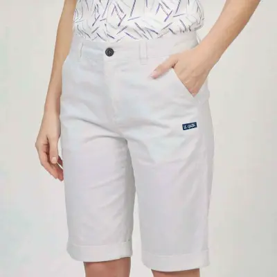 Barbara, Bermuda avec revers en toile stretch - Toile Argent — photo 2