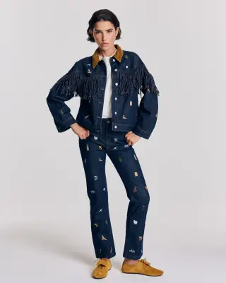 Veste Holly bleu brut et broderies ivy — photo 2