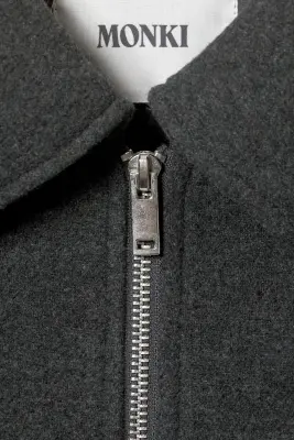 Veste zippée carrée courte - Gris foncé chiné — photo 4