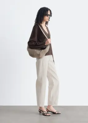 Cardigan cintré en maille - Marron foncé — photo 4