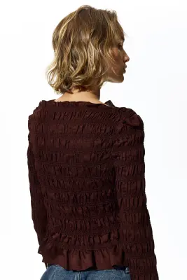 Top smocké - Brun rouille — photo 3