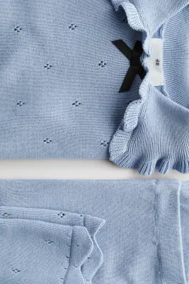 Ensemble 2 pièces en maille pointelle - Bleu ancien — photo 3
