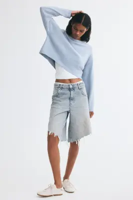 Pull loose en coton mélangé - Bleu ancien clair — photo 2